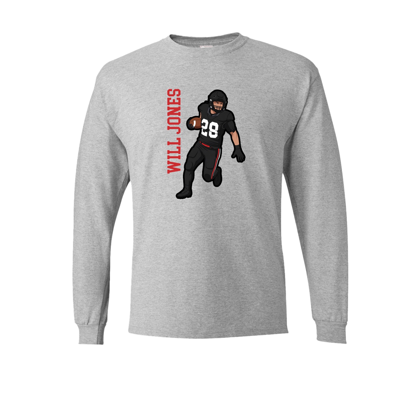 Long Sleeve Tee — Name Vertical in Grey