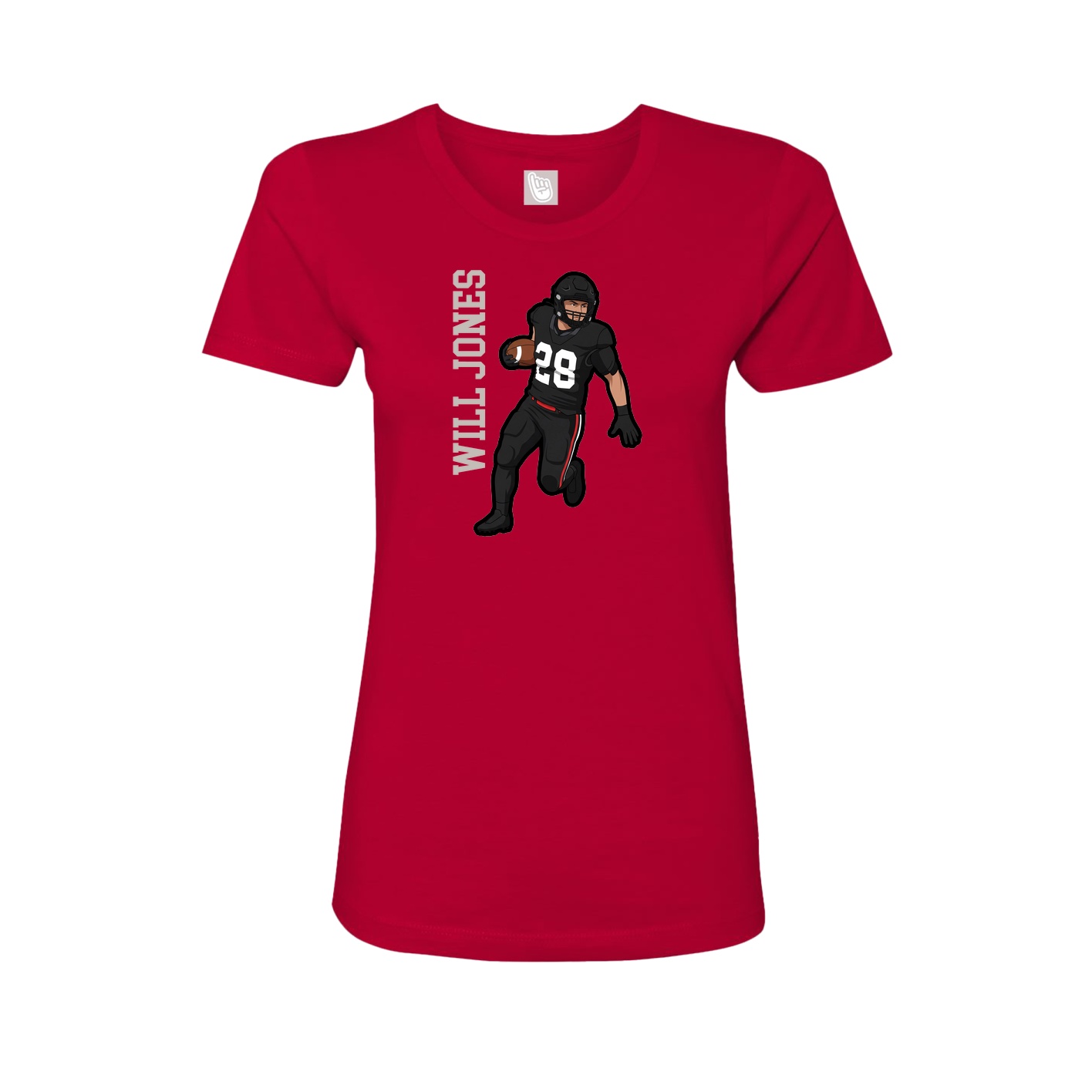 Fitted Women's Tee — Name Vertical in Red