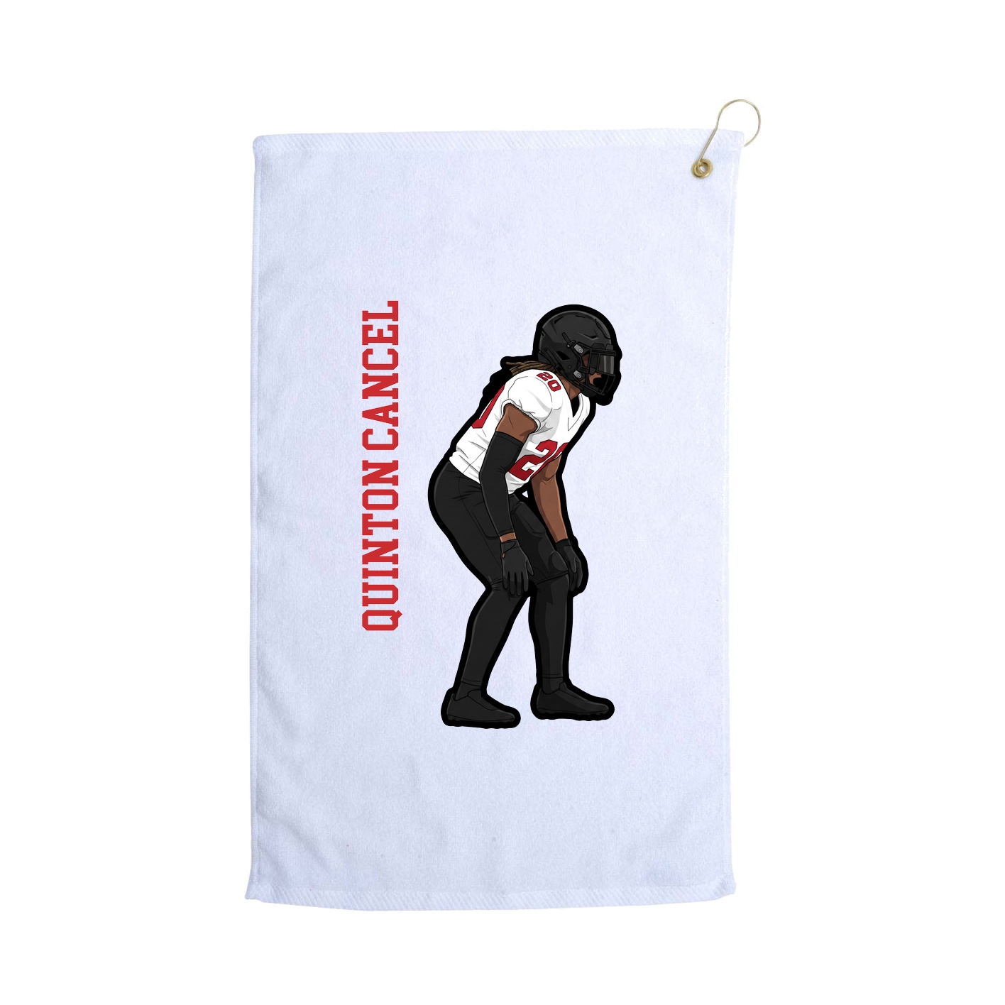 Golf Towel — Name Vertical in White