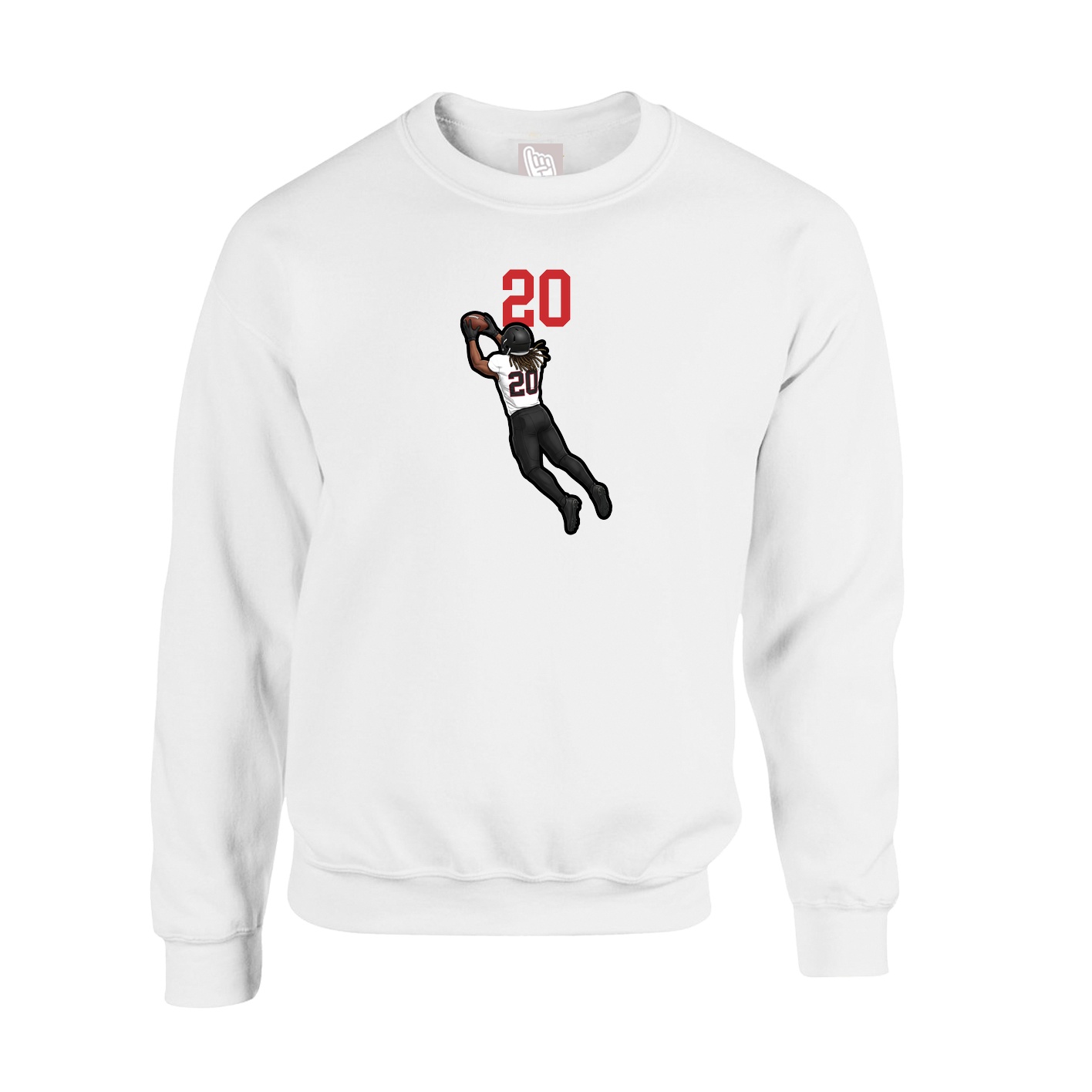 Fleece Crew — Number Top in White