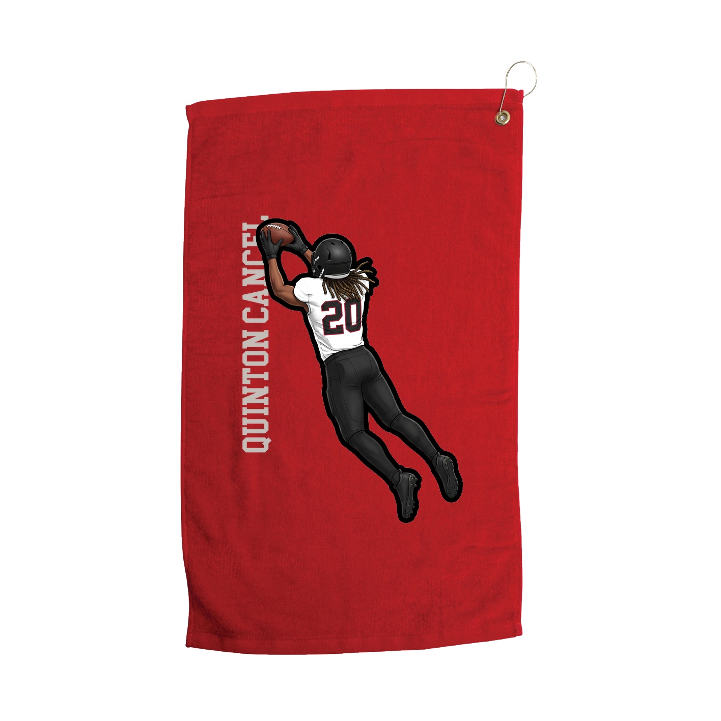Golf Towel — Name Vertical in Red