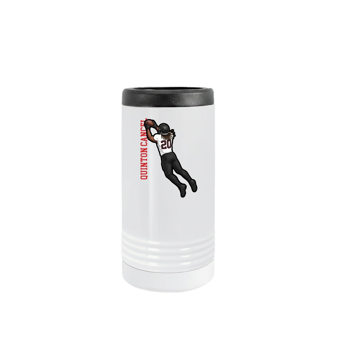 Slim Beverage Holder — Name Vertical in White
