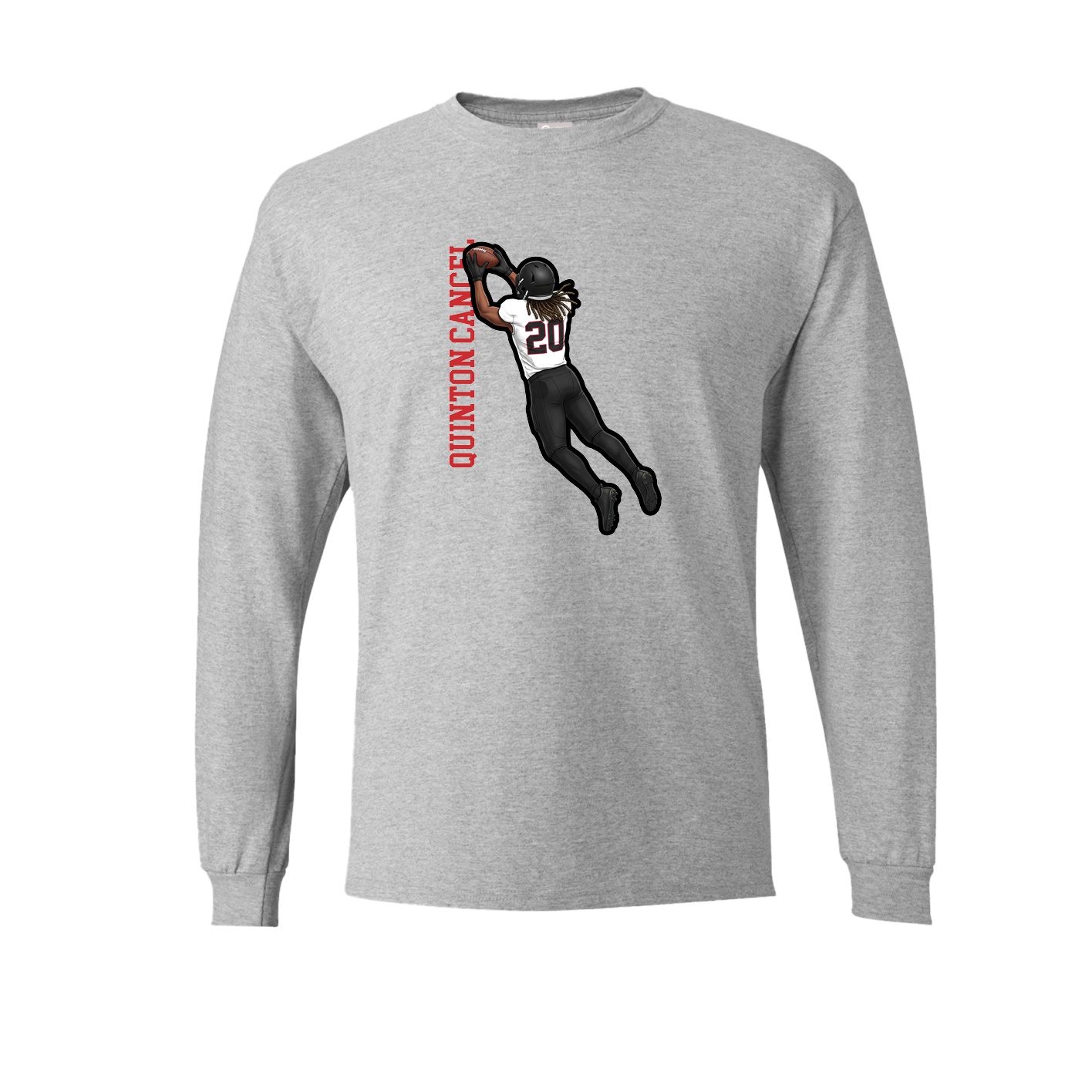 Long Sleeve Tee — Name Vertical in Grey