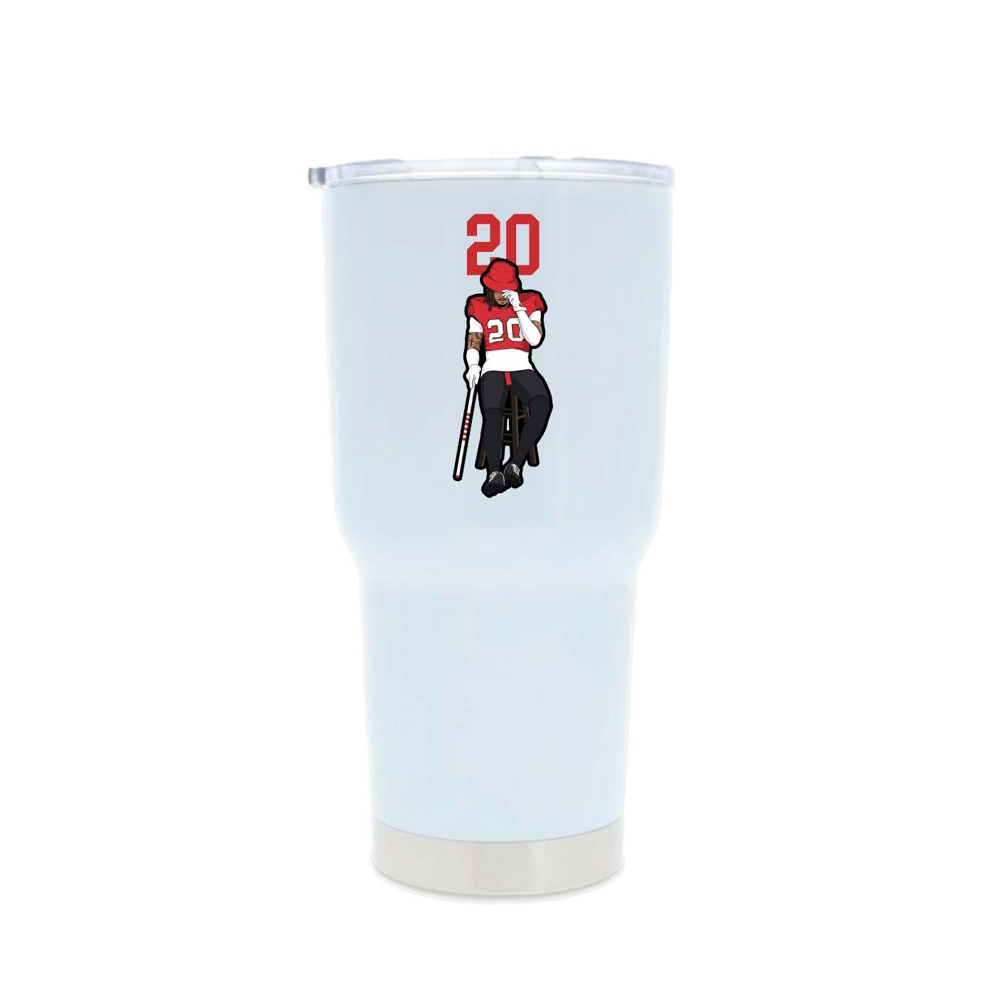 30oz Stainless Steel Tumbler — Number Top in White