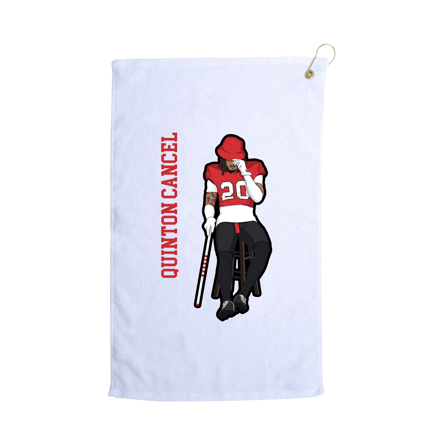 Golf Towel — Name Vertical in White
