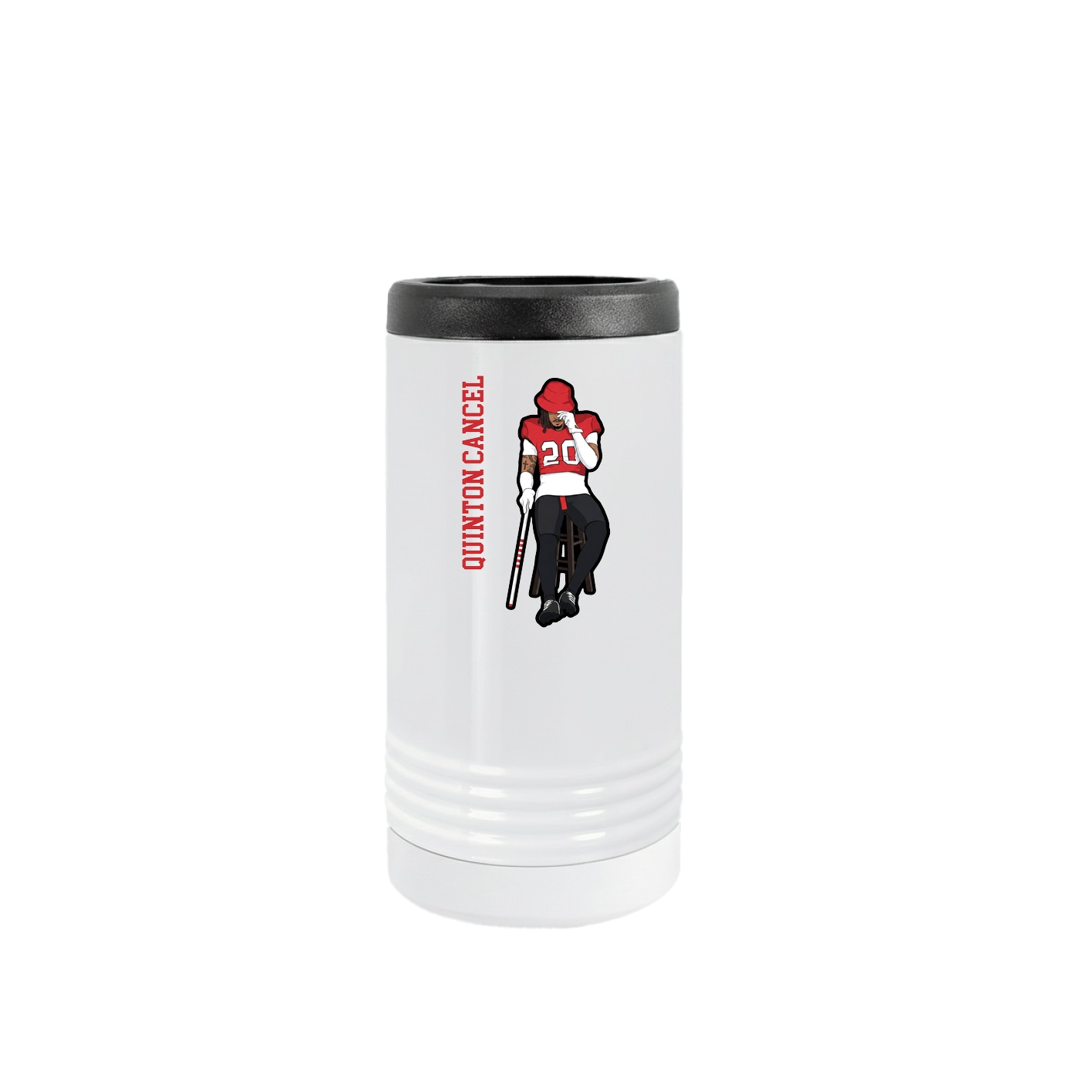 Slim Beverage Holder — Name Vertical in White