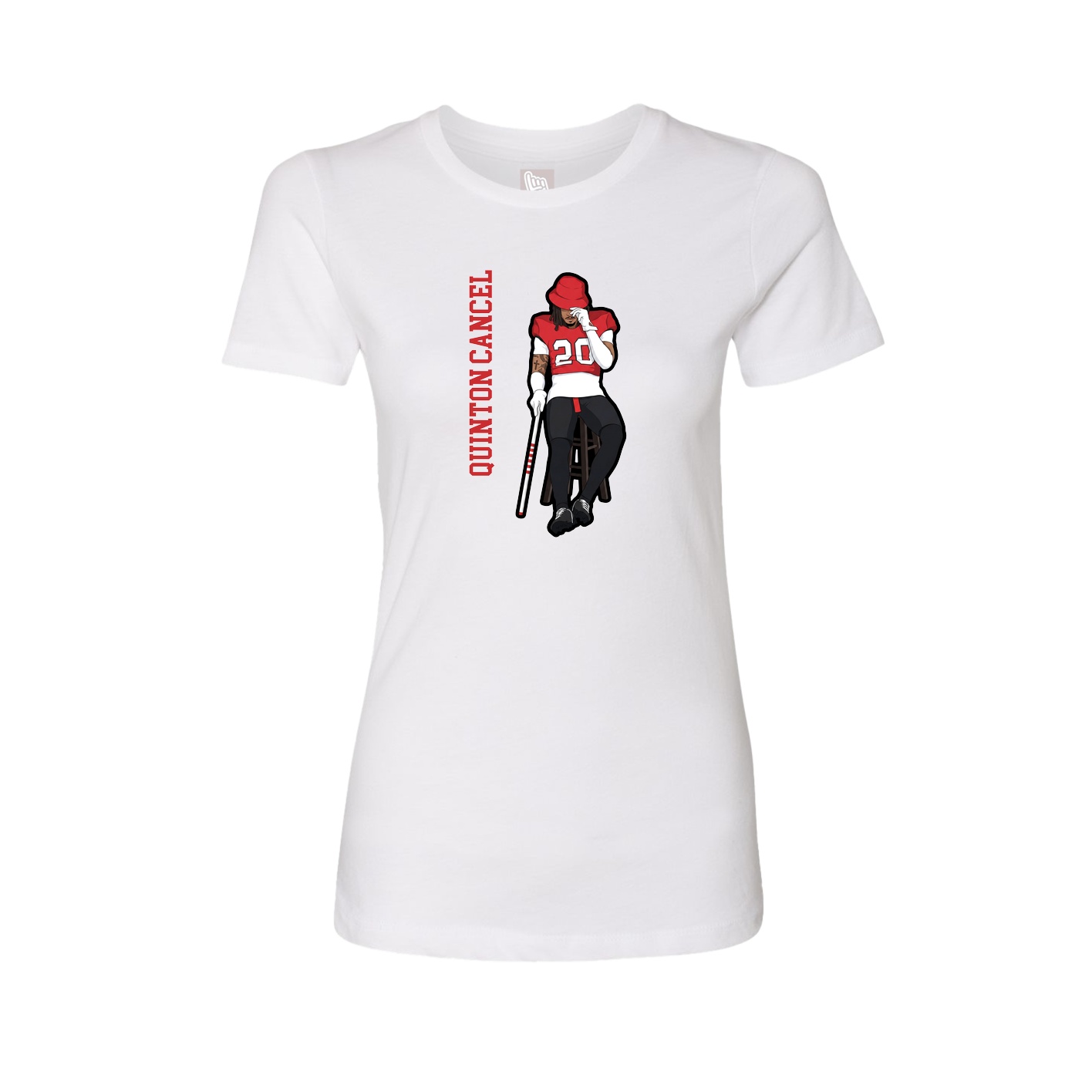 Womens Tee — Name Vertical in White