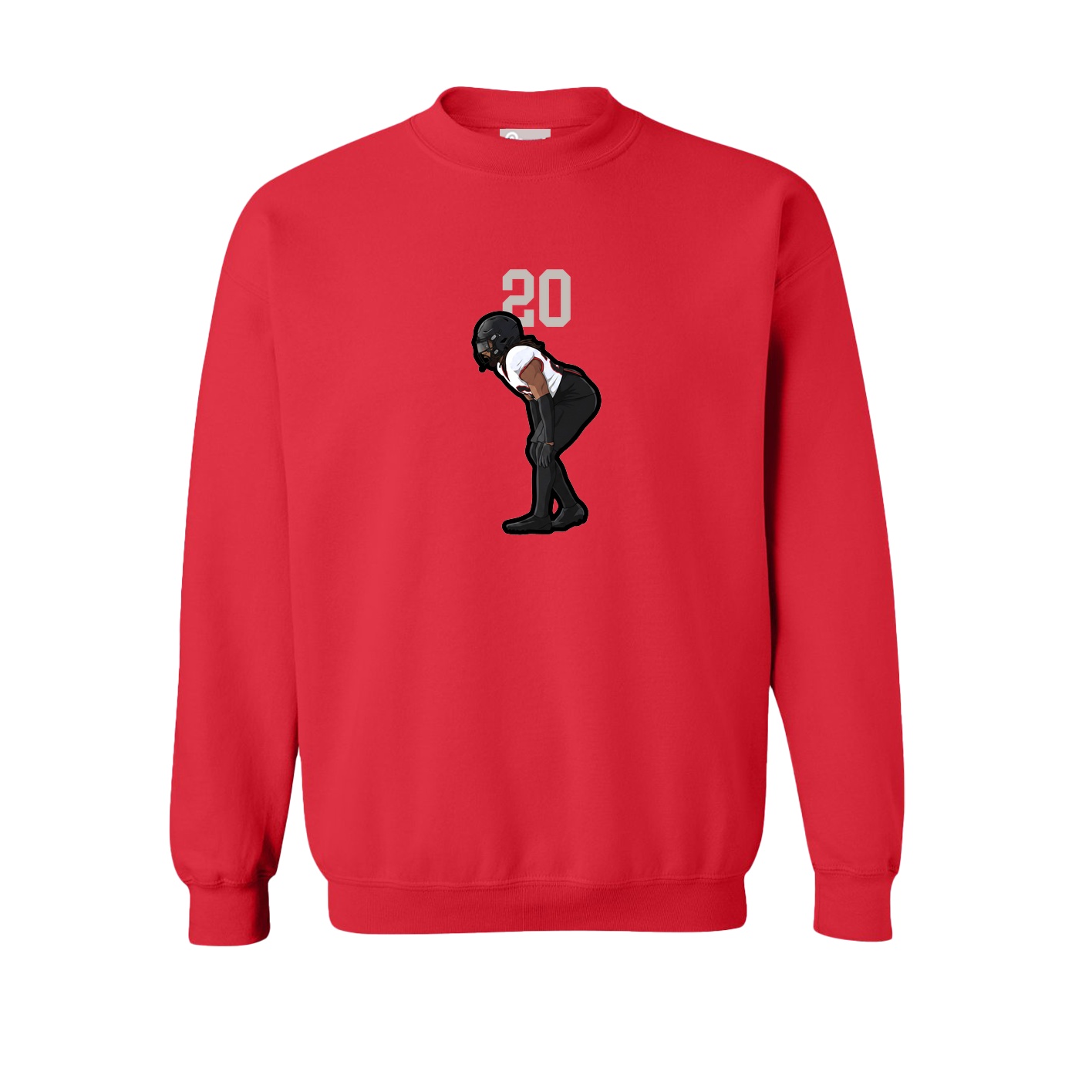 Fleece Crew — Number Top in Red