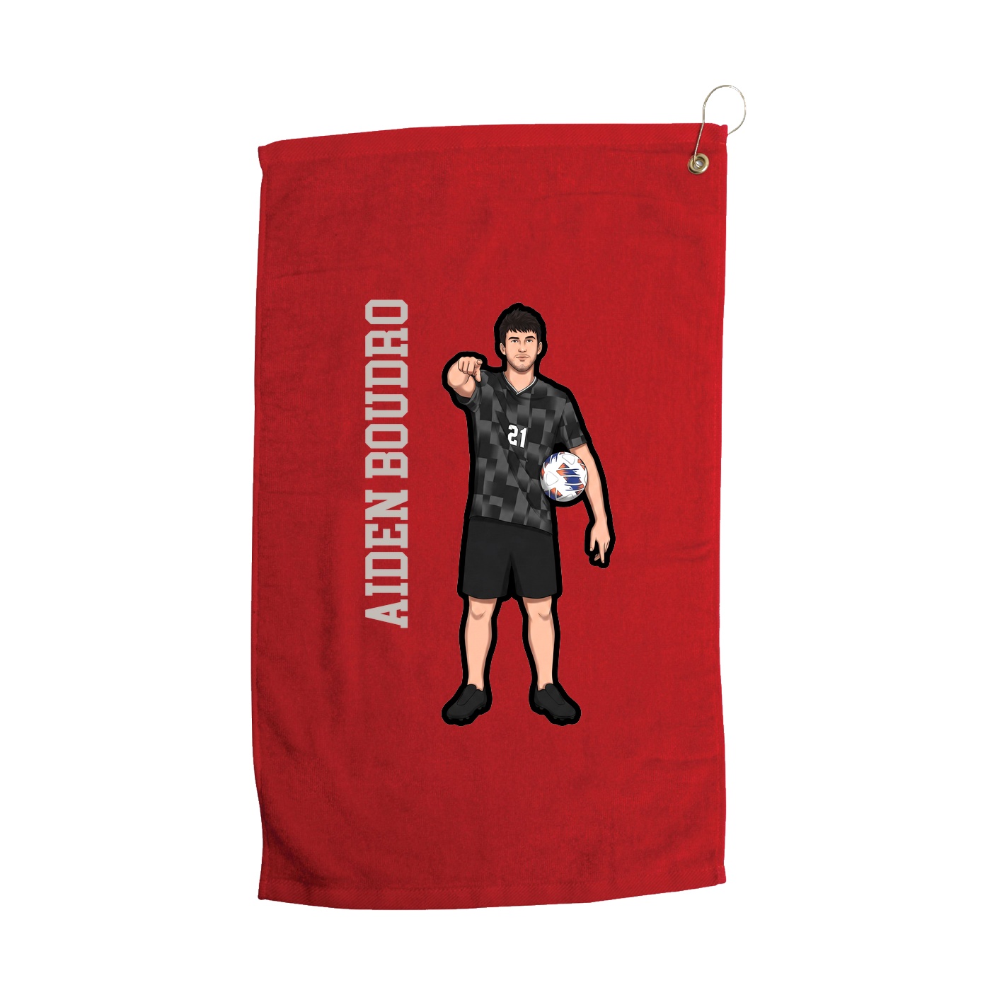 Golf Towel — Name Vertical in Red