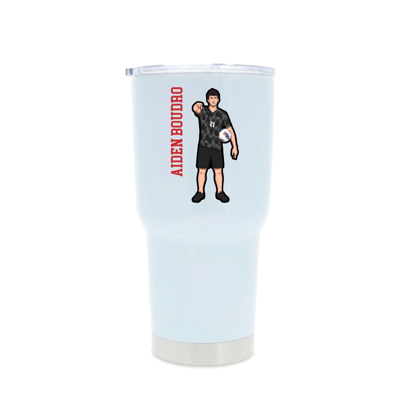 30oz Stainless Steel Tumbler — Name Vertical in White