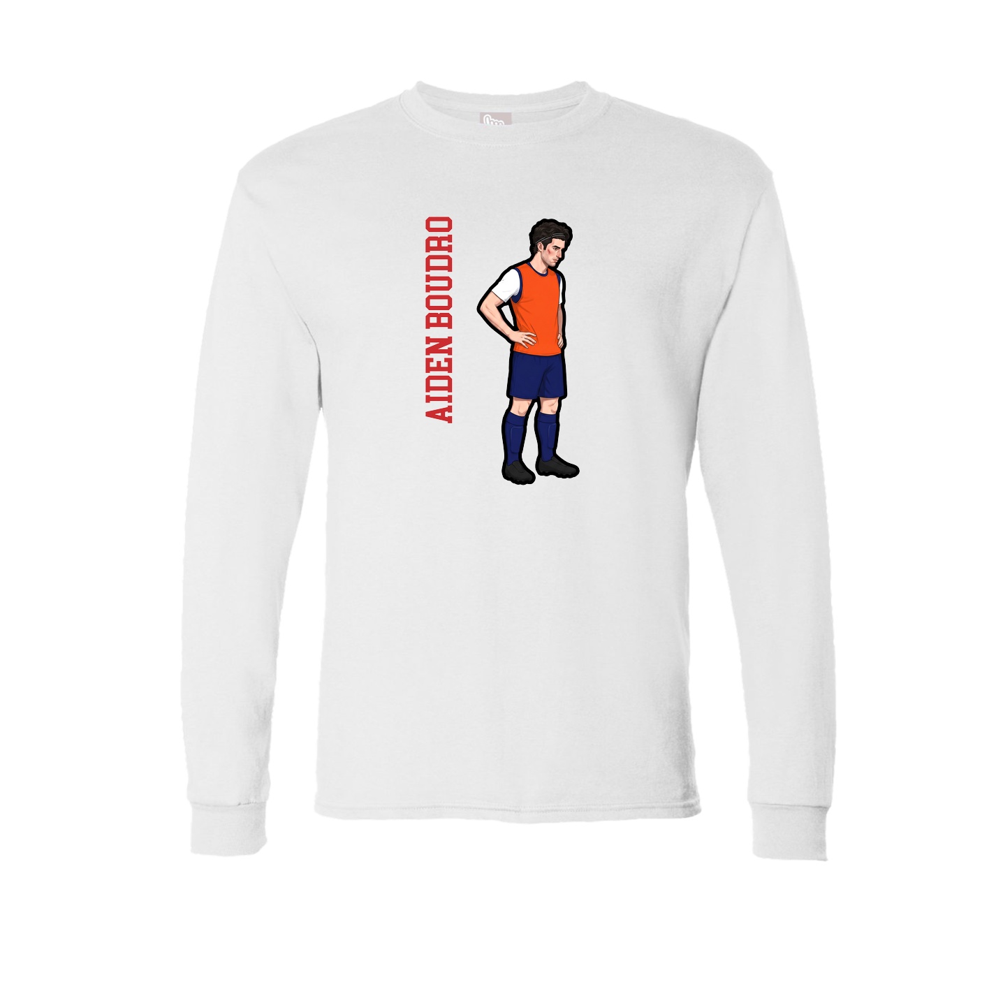 Long Sleeve Tee — Name Vertical in White