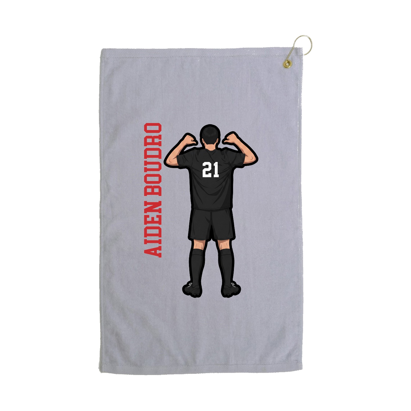 Golf Towel — Name Vertical in Grey