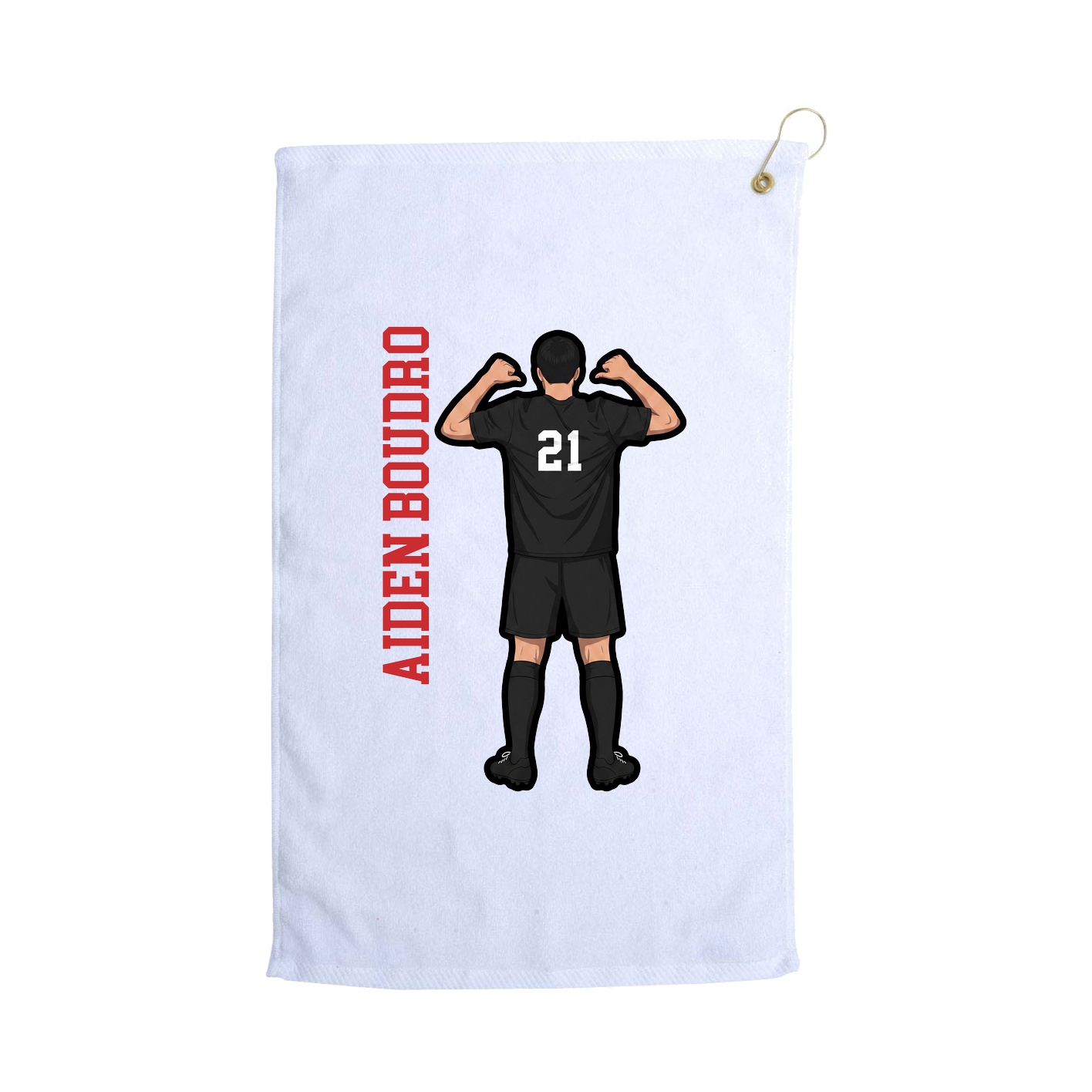 Golf Towel — Name Vertical in White