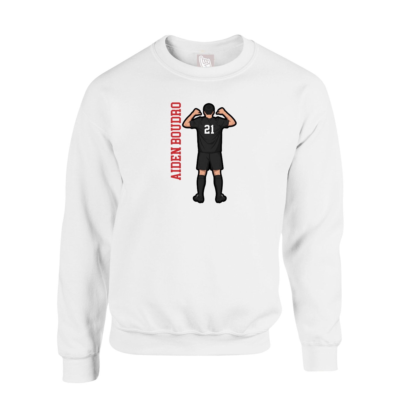 Fleece Crew — Name Vertical in White