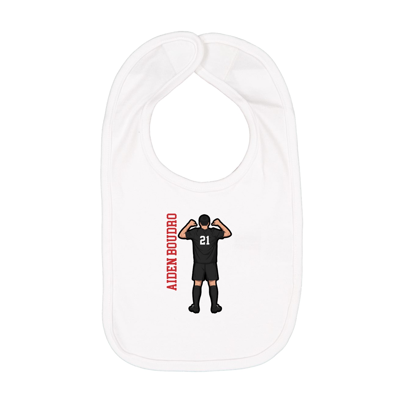 Infant Bib — Name Vertical in White