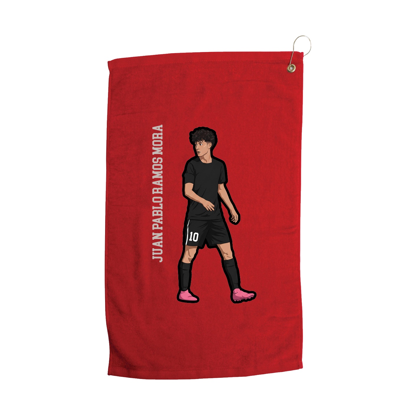 Golf Towel — Name Vertical in Red
