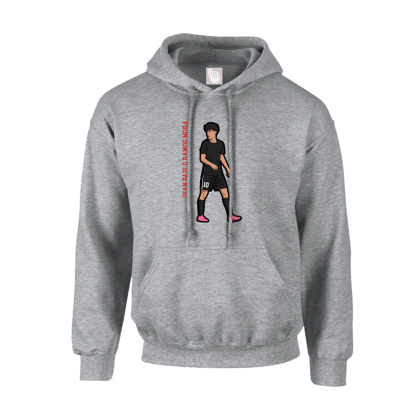Hoodie — Name Vertical in Grey