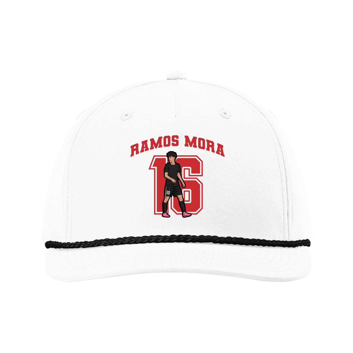 Five-Panel Classic Rope Cap — Number in White