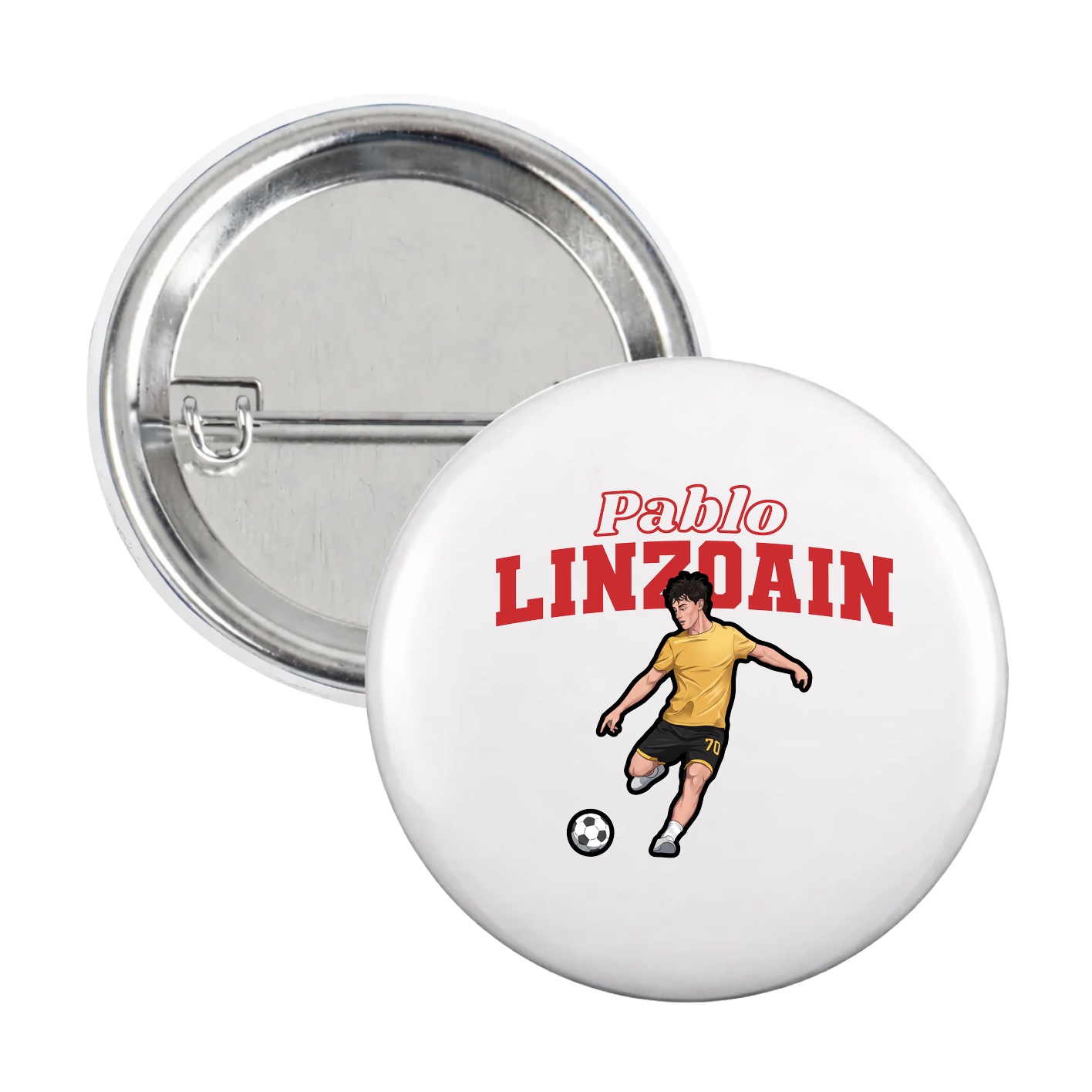 Game Day Button — Name Arch in White