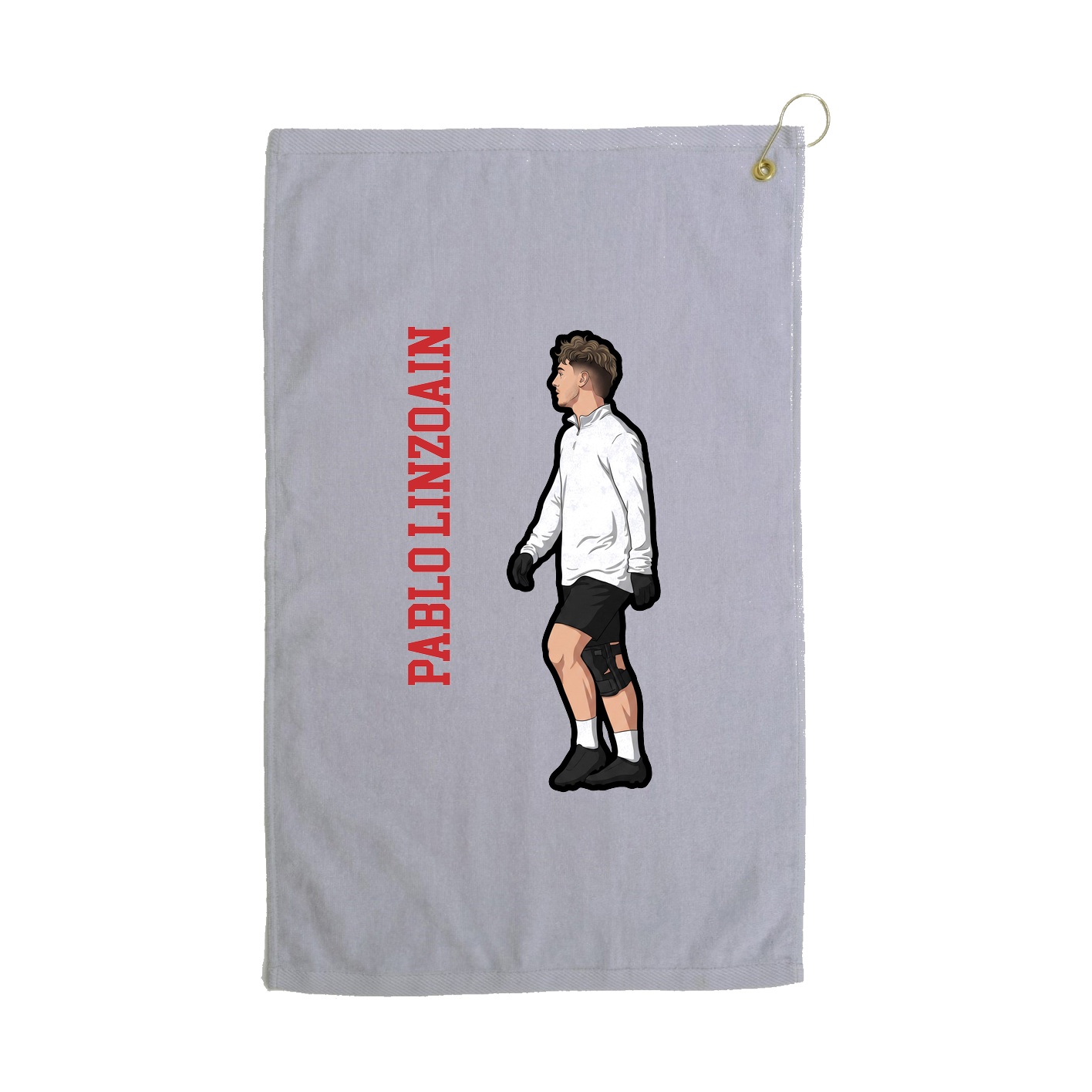Golf Towel — Name Vertical in Grey