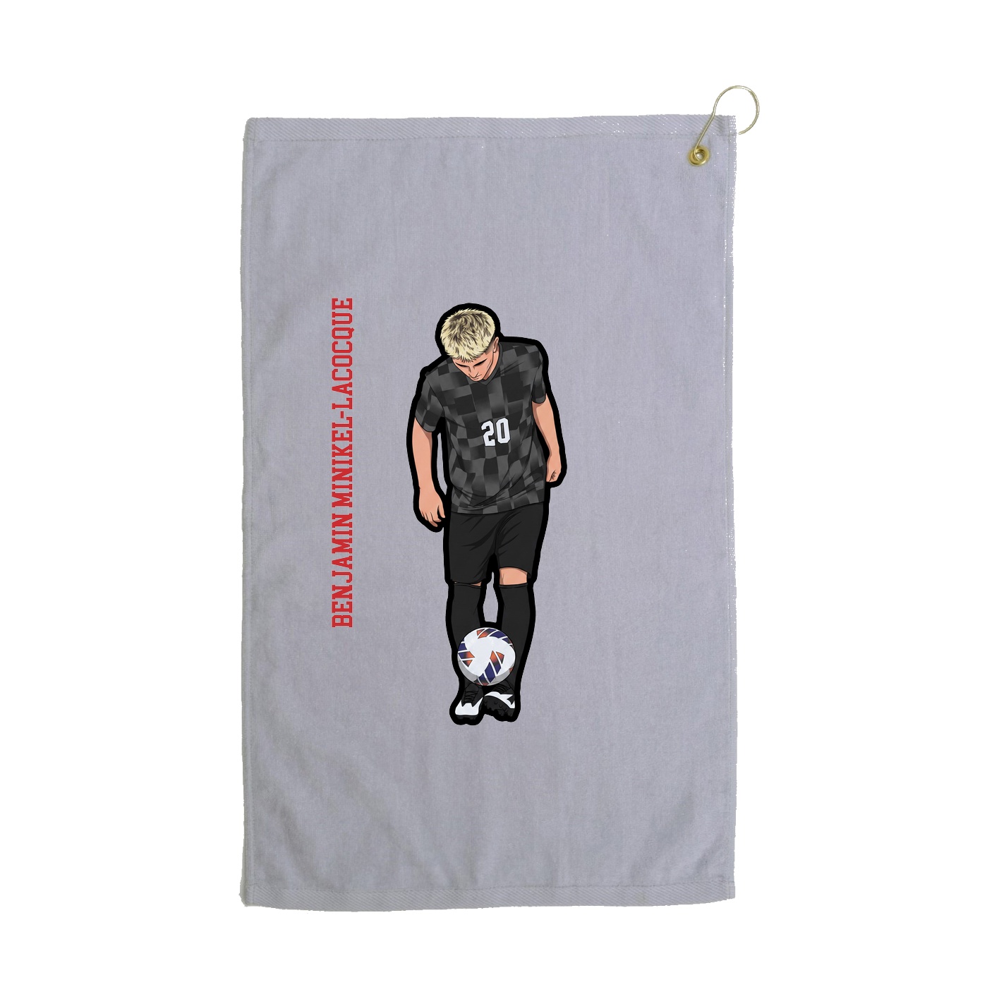 Golf Towel — Name Vertical in Grey