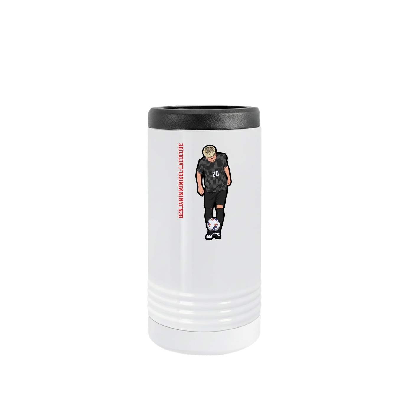 Slim Beverage Holder — Name Vertical in White