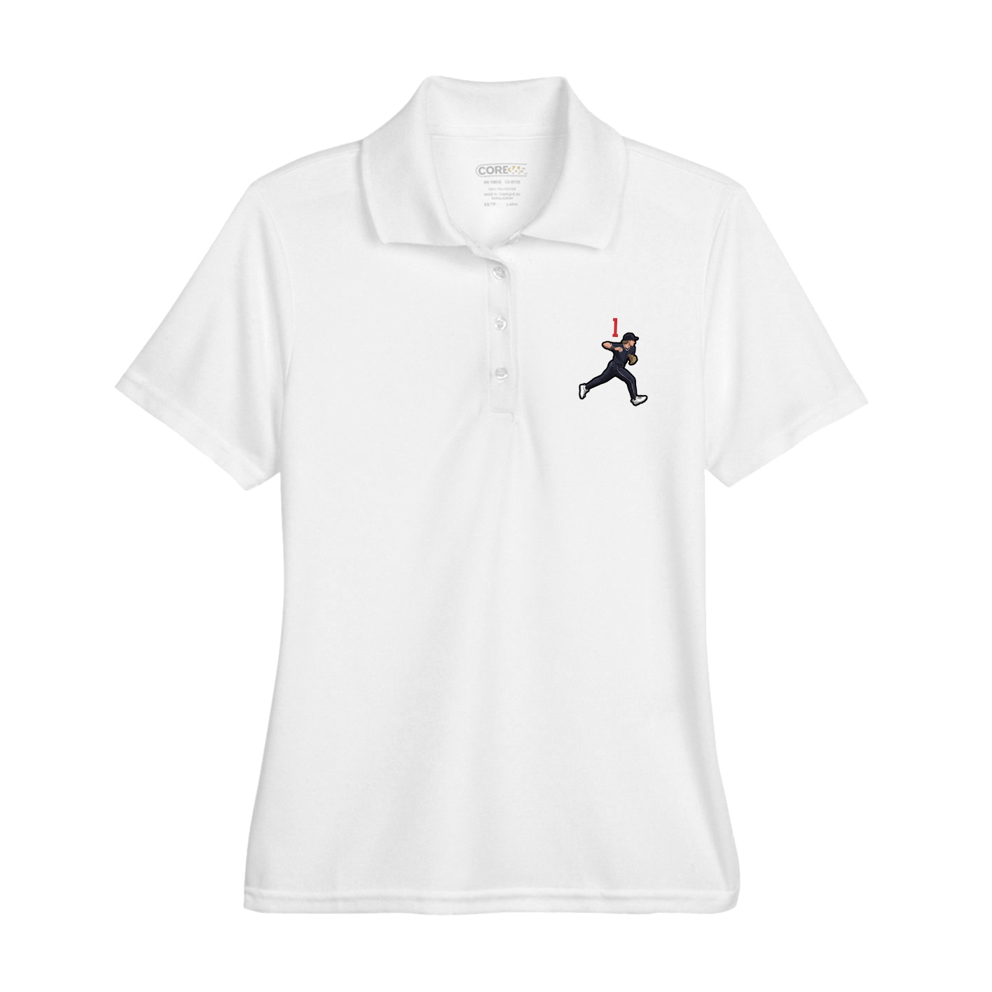 Womens Performance Polo — Number Top in White