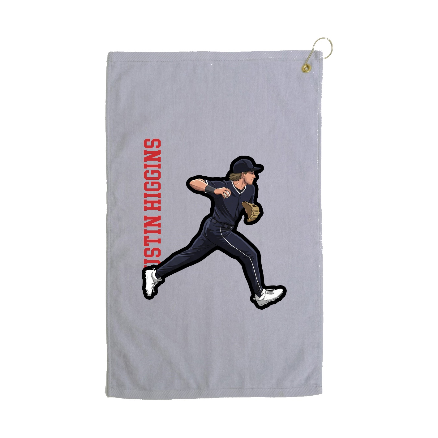 Golf Towel — Name Vertical in Grey