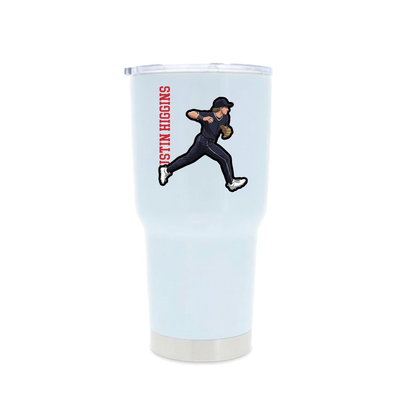 30oz Stainless Steel Tumbler — Name Vertical in White