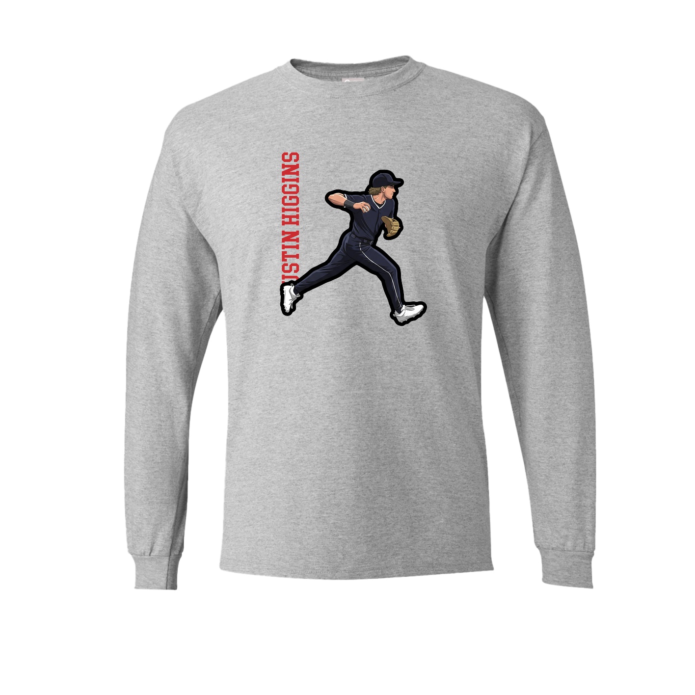 Long Sleeve Tee — Name Vertical in Grey