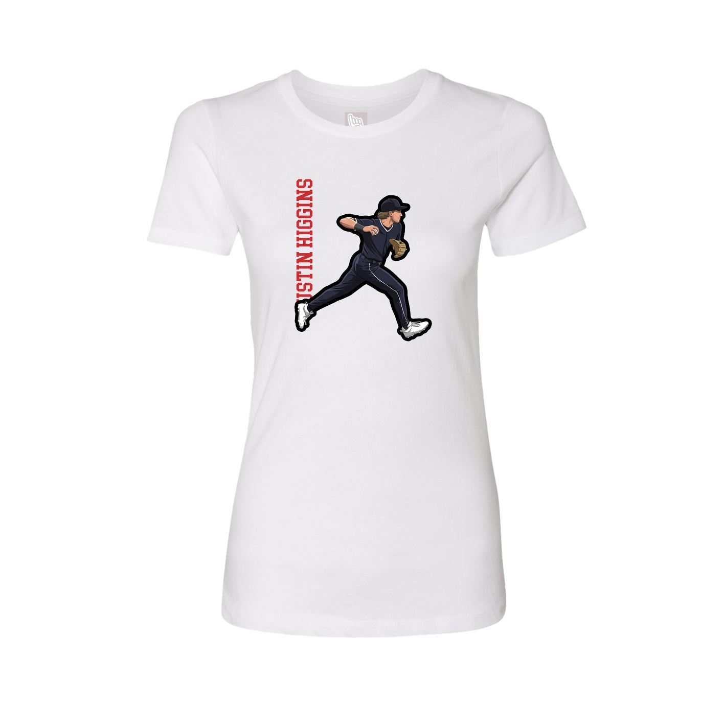 Fitted Women's Tee — Name Vertical in White