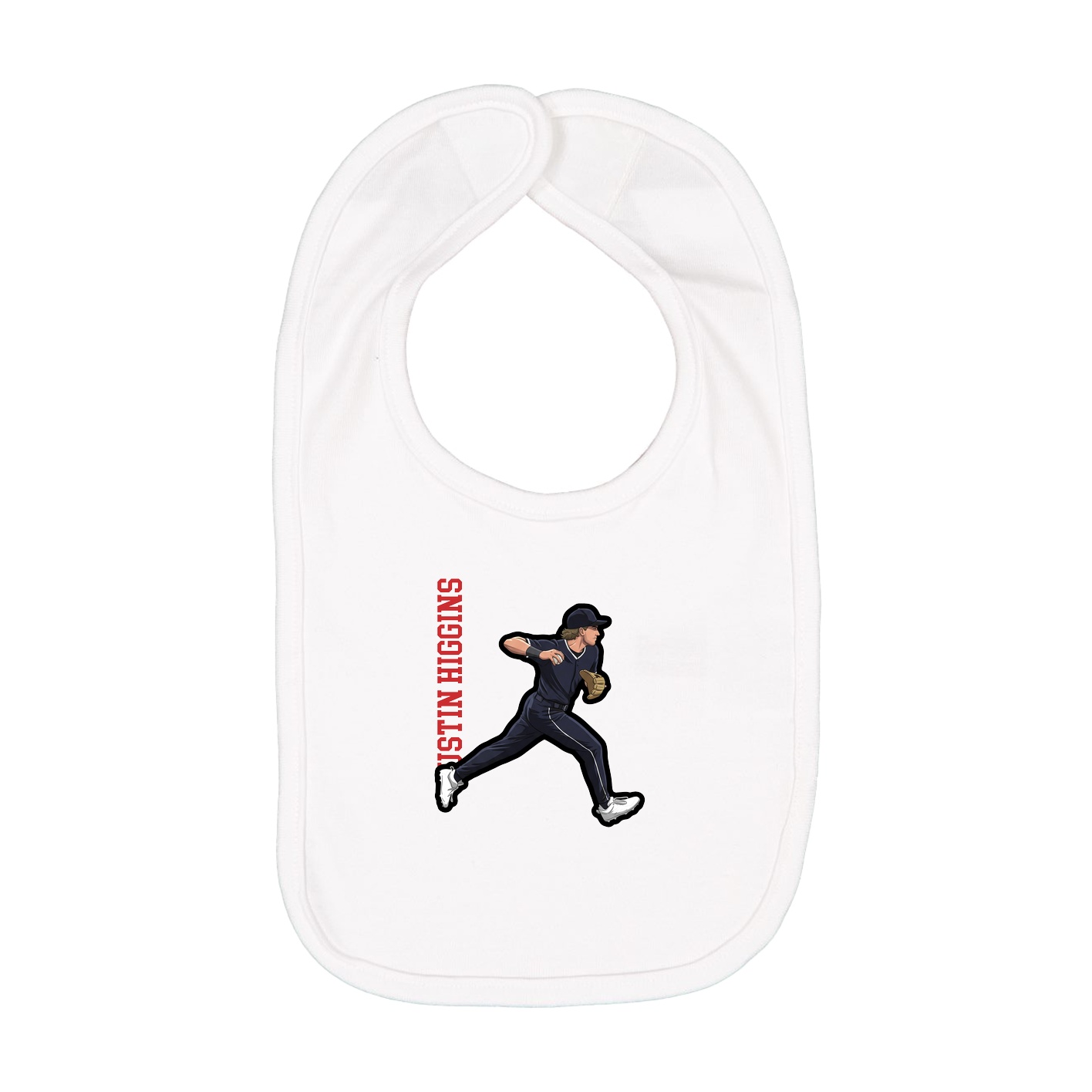 Infant Bib — Name Vertical in White