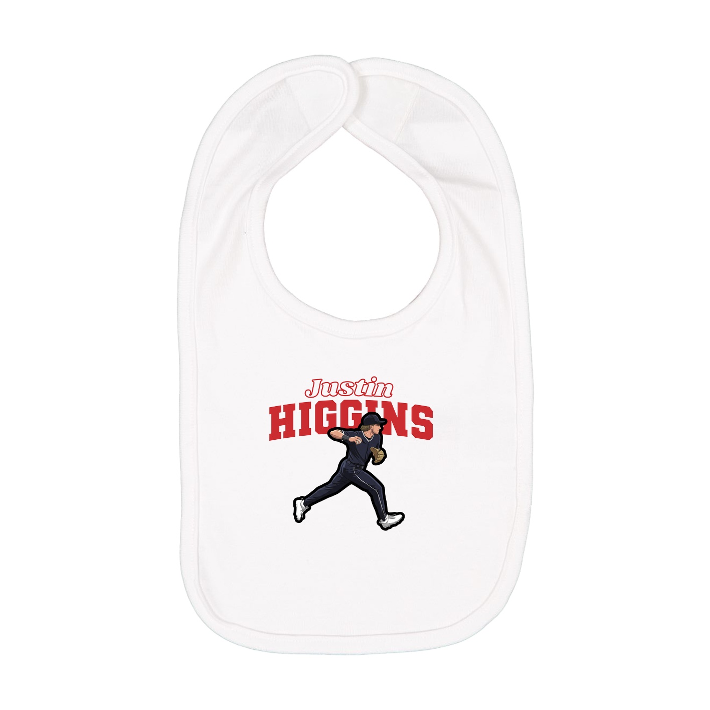 Infant Bib — Name Arch in White