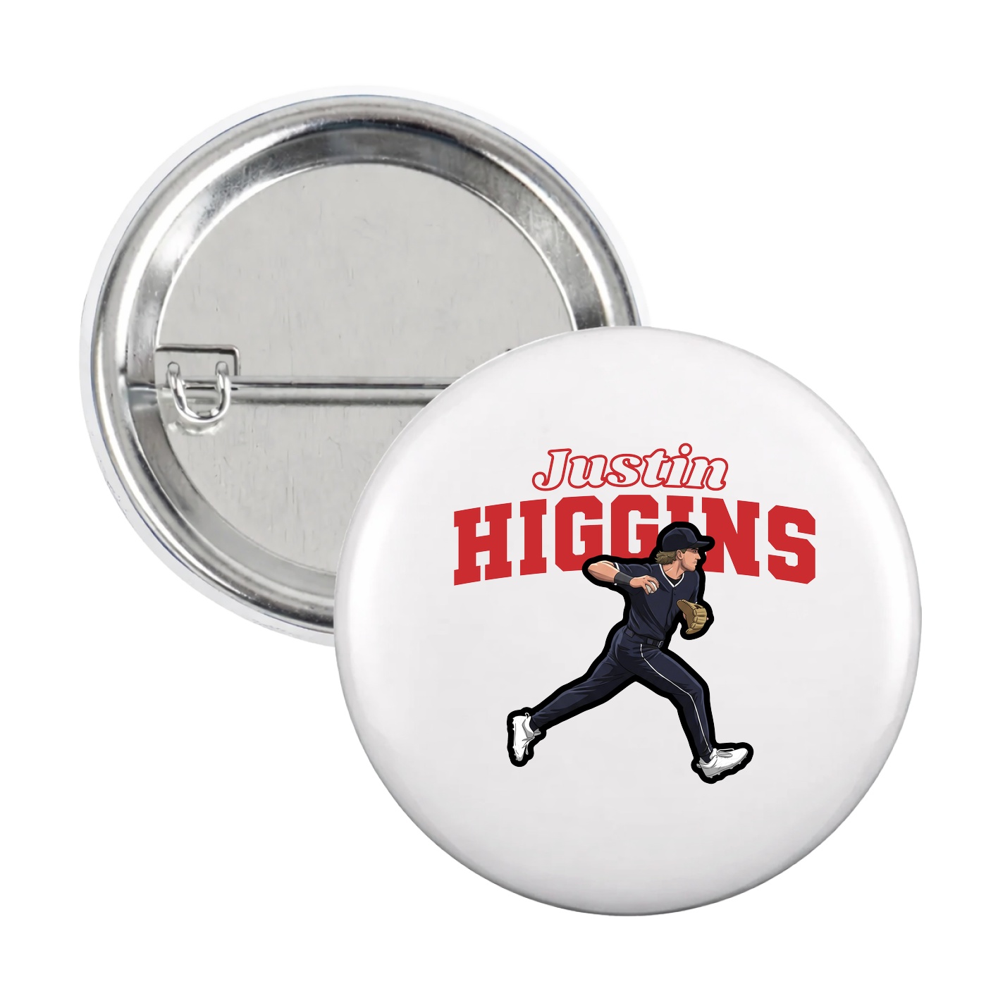 Game Day Button — Name Arch in White