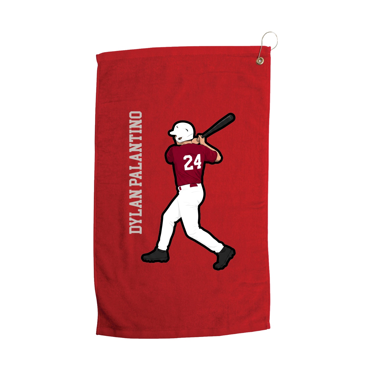 Golf Towel — Name Vertical in Red