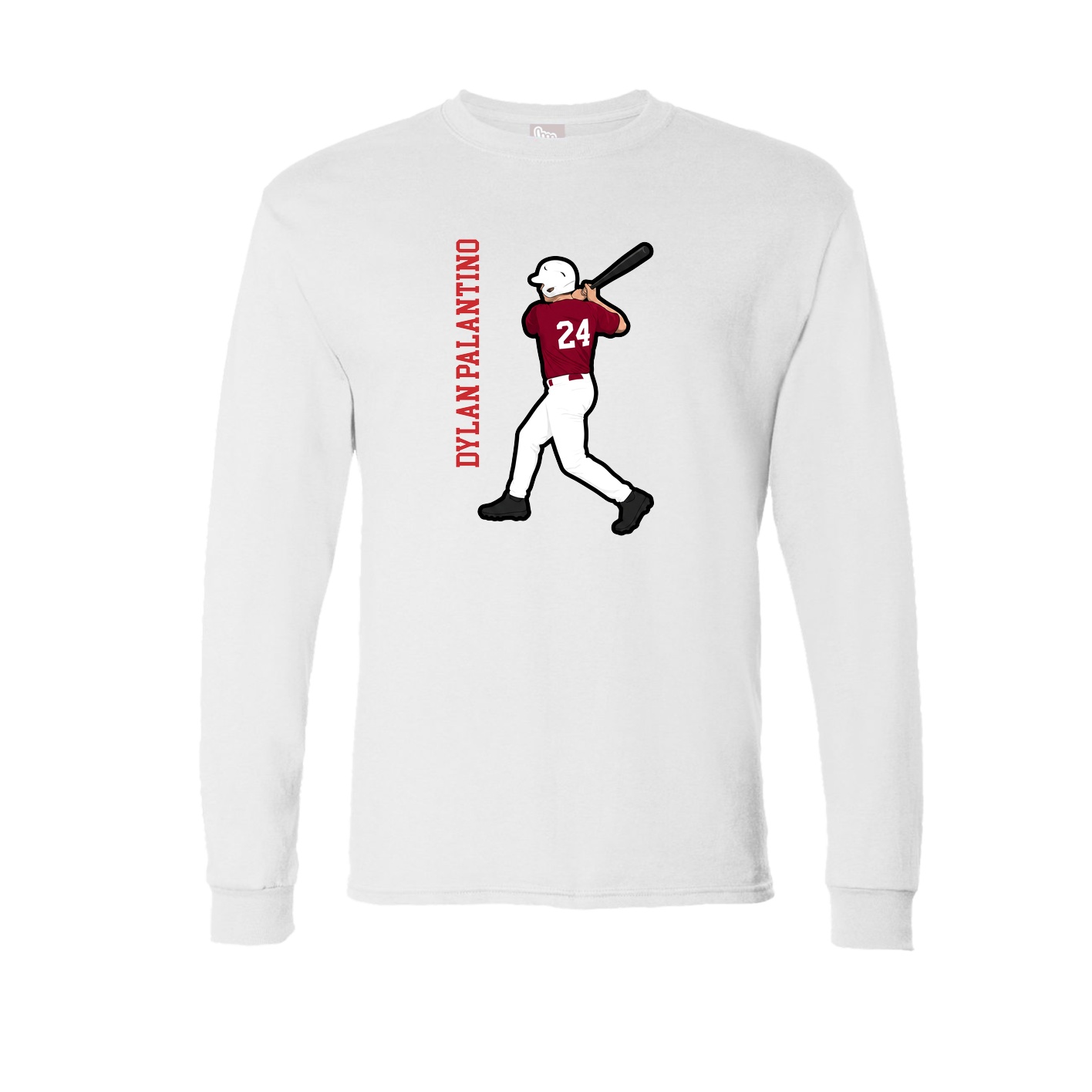 Long Sleeve Tee — Name Vertical in White