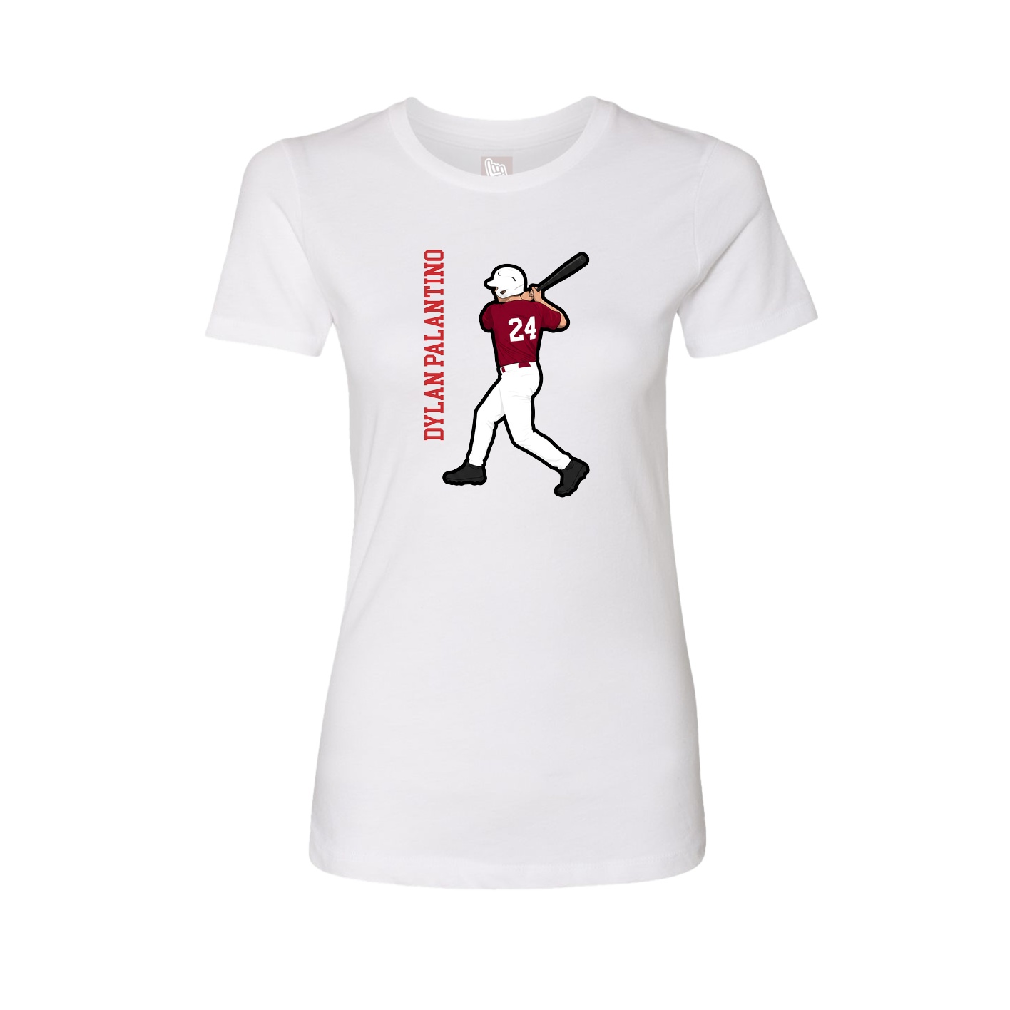 Fitted Women's Tee — Name Vertical in White