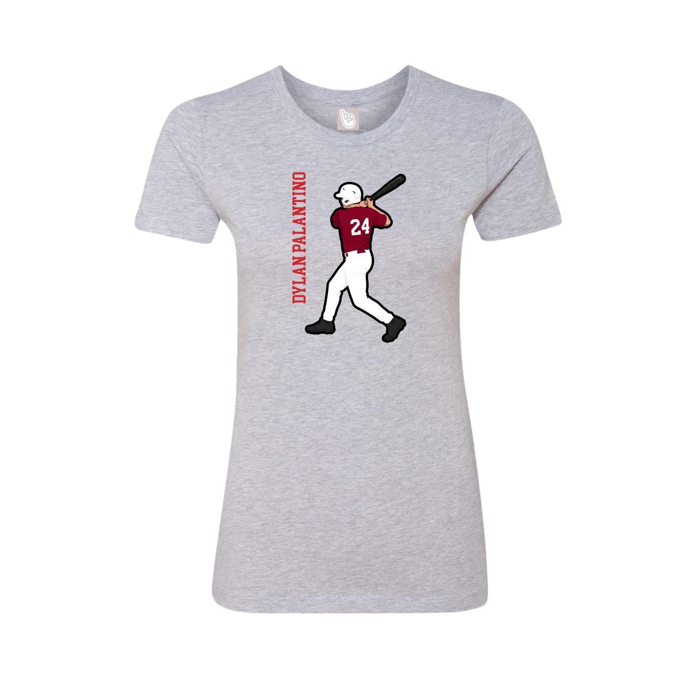 Fitted Women's Tee — Name Vertical in Grey