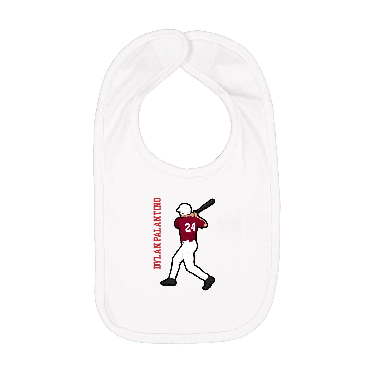Infant Bib — Name Vertical in White