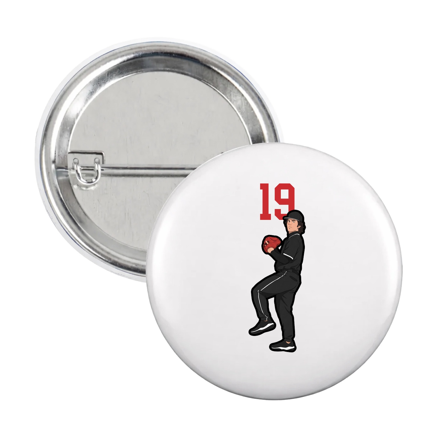 Game Day Button — Number Top in White