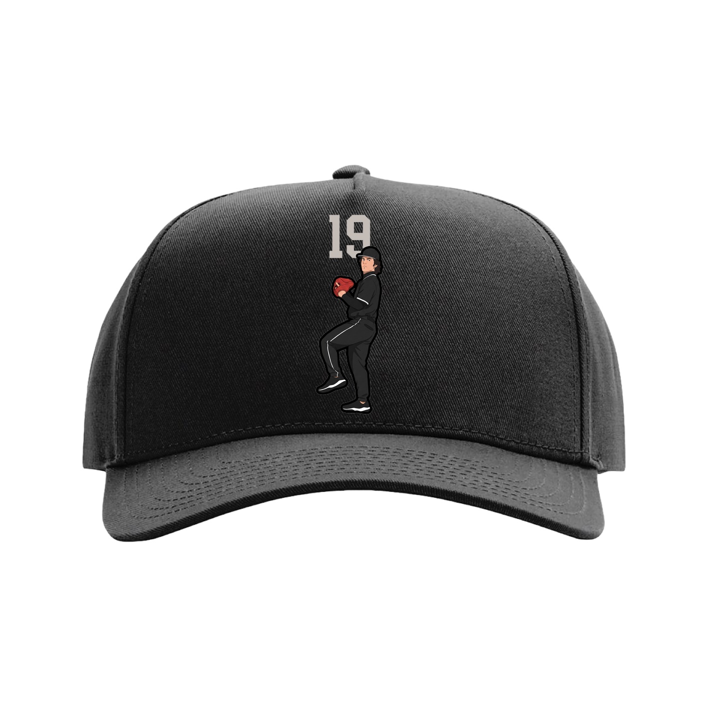 Full Fabric Five-Panel Champ Cap — Number Top in Black