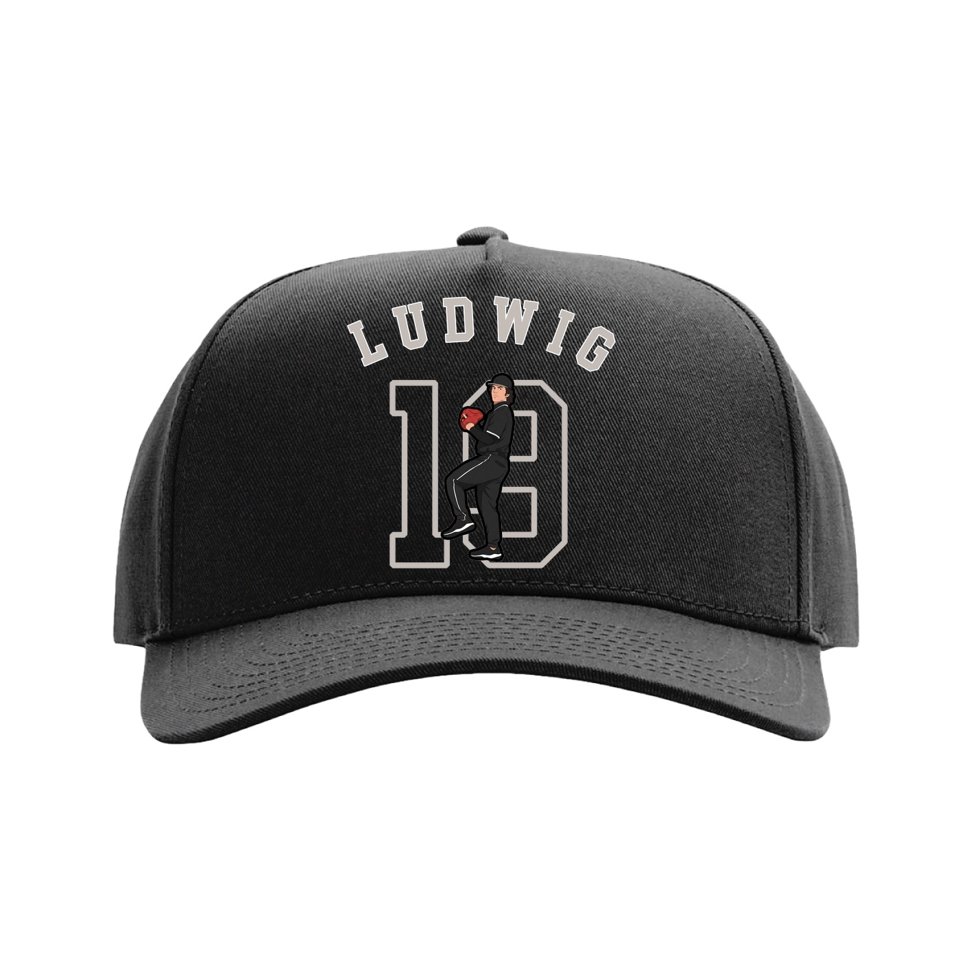 Full Fabric Five-Panel Champ Cap — Shirsey Arch in Black