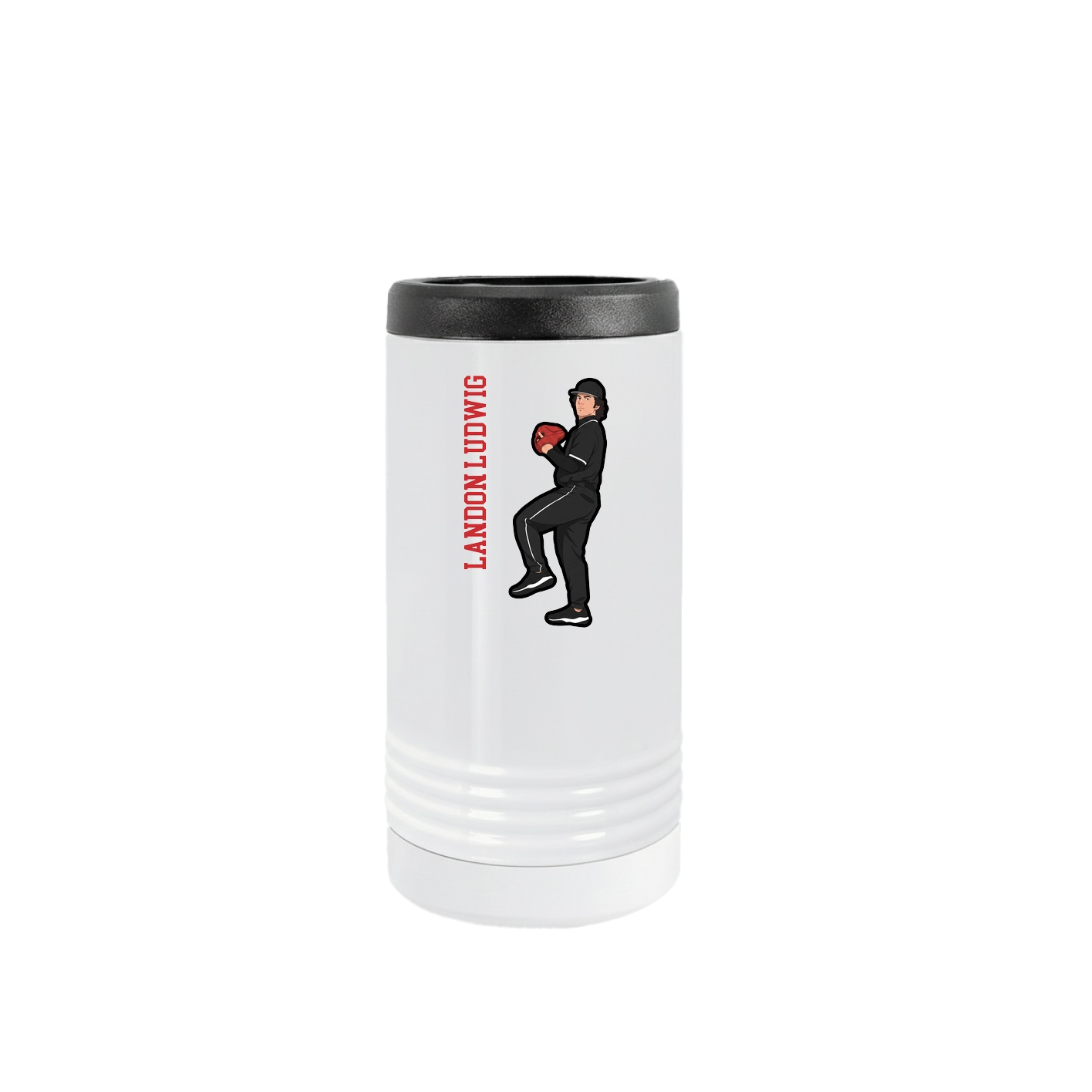 Slim Beverage Holder — Name Vertical in White