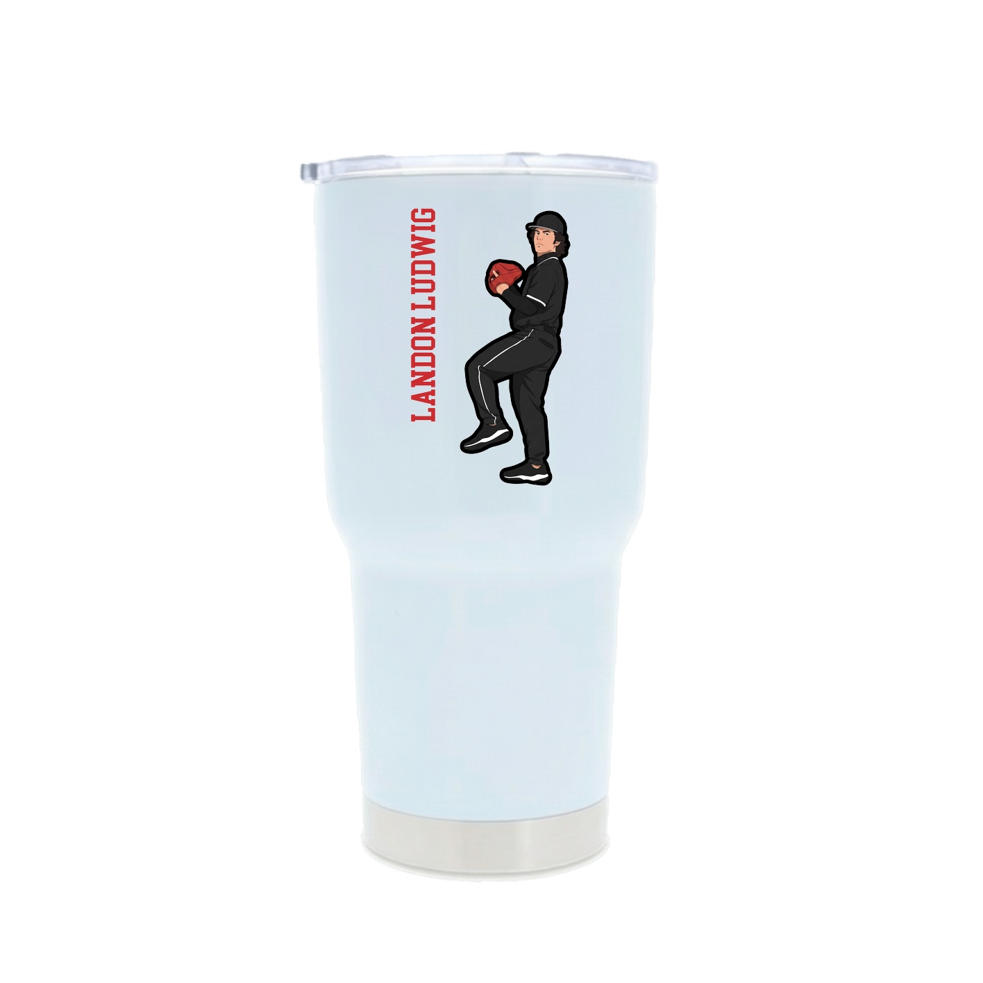 30oz Stainless Steel Tumbler — Name Vertical in White