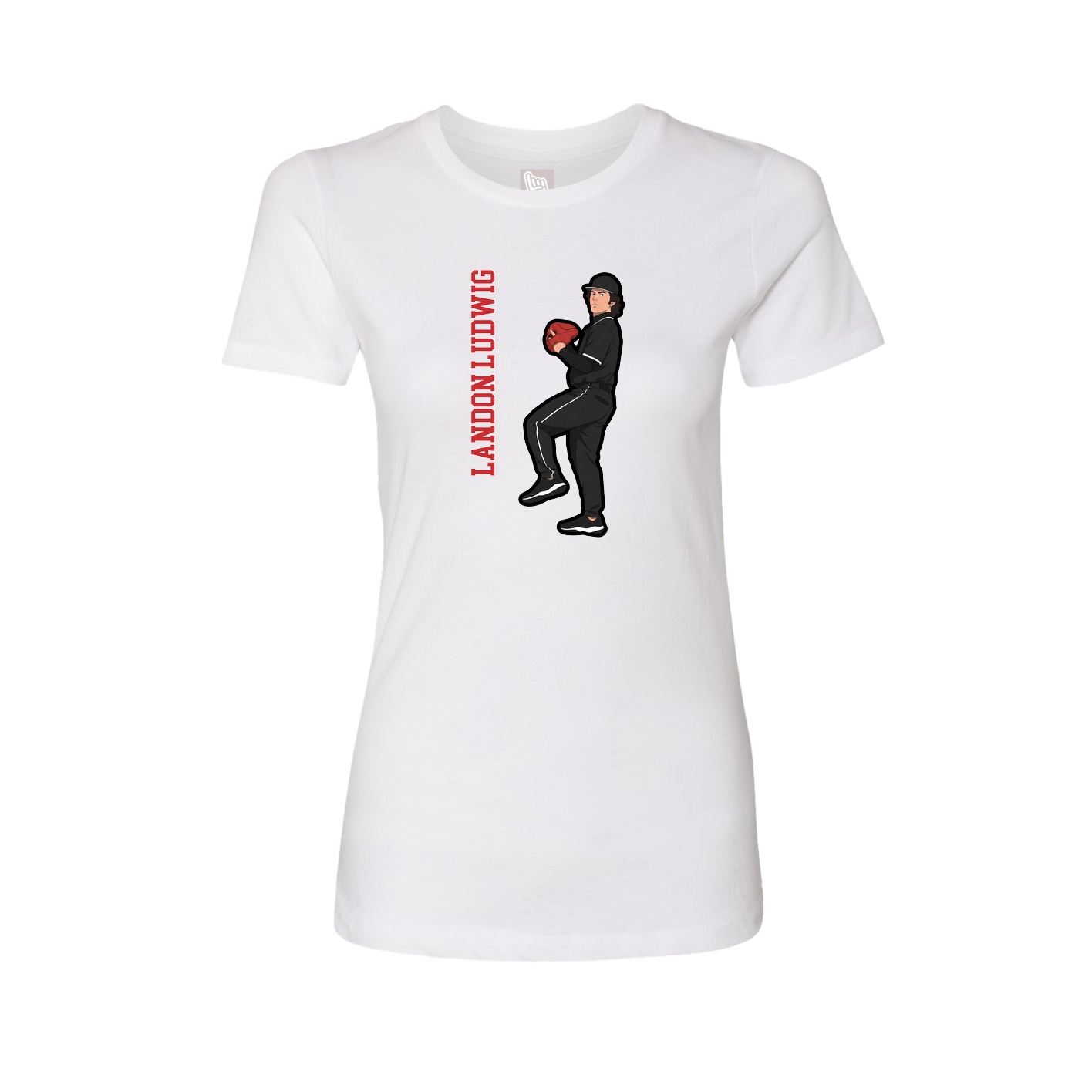 Fitted Women's Tee — Name Vertical in White