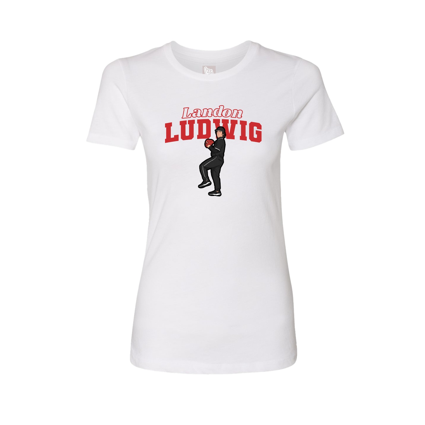 Fitted Women's Tee — Name Arch in White