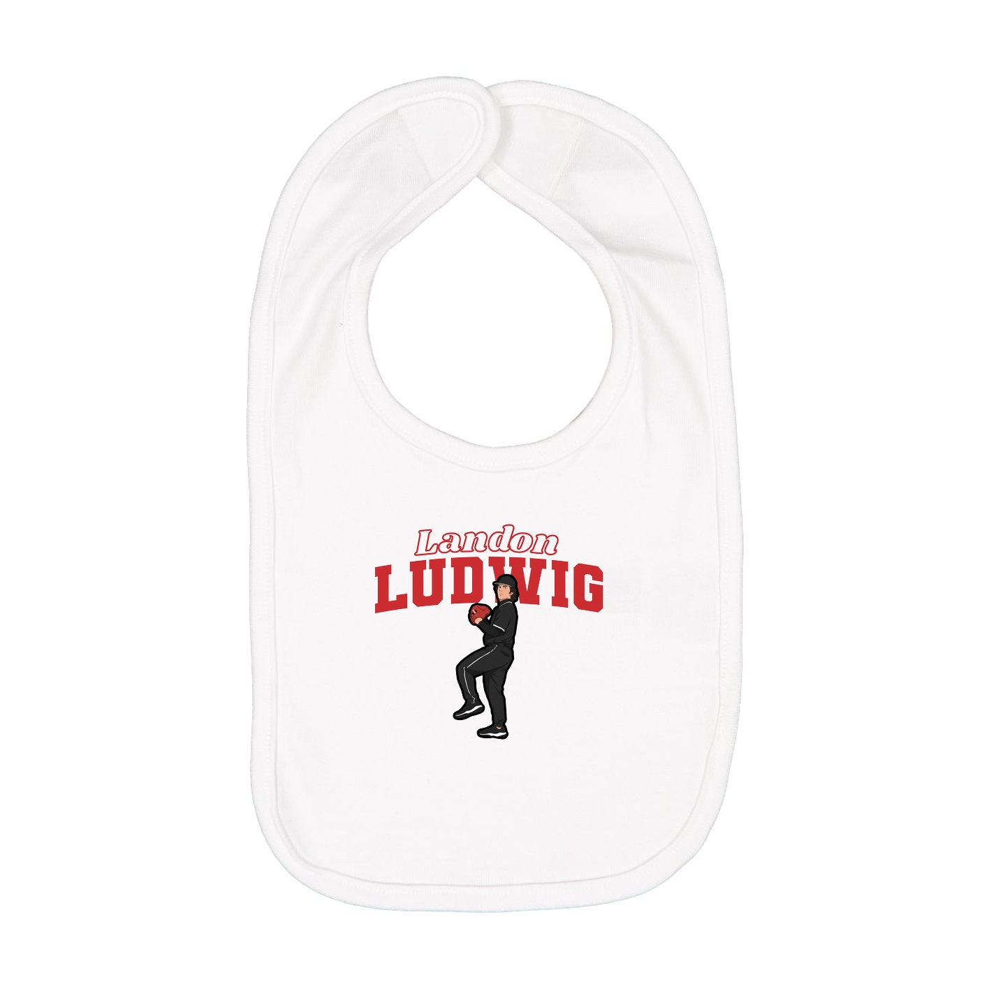 Infant Bib — Name Arch in White