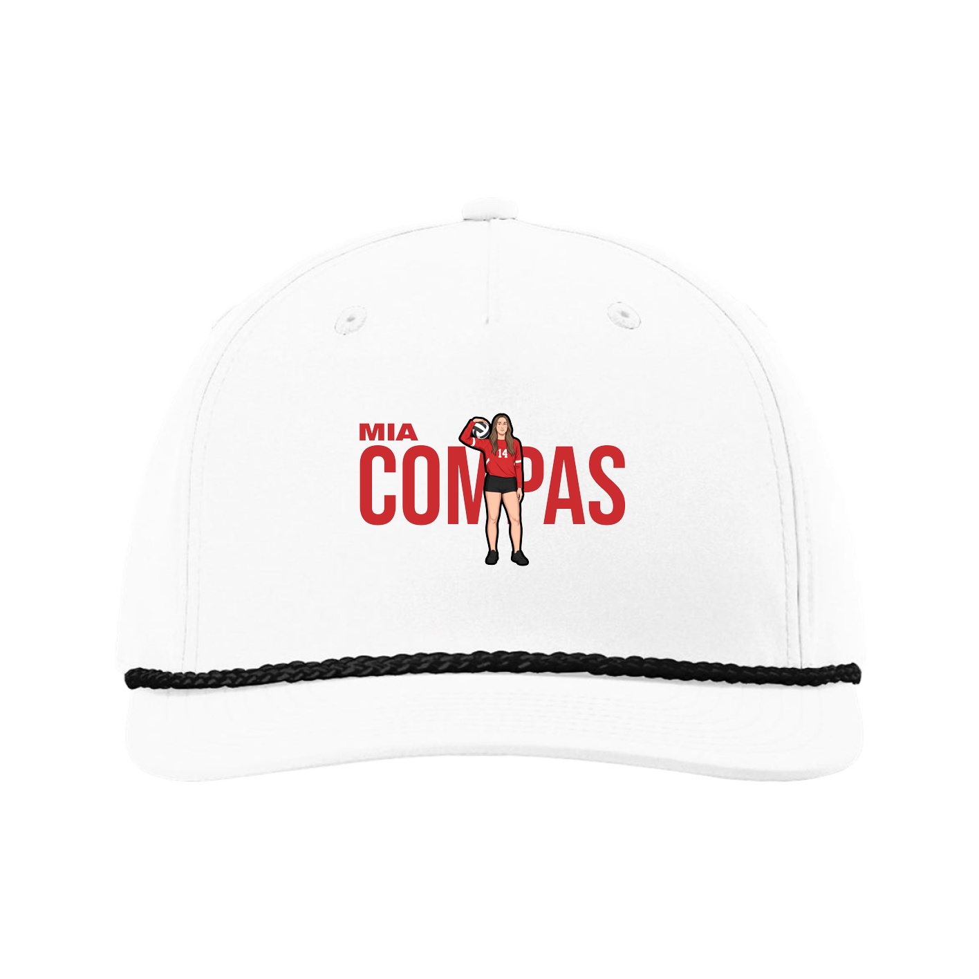 Five-Panel Classic Rope Cap — Player Name in White