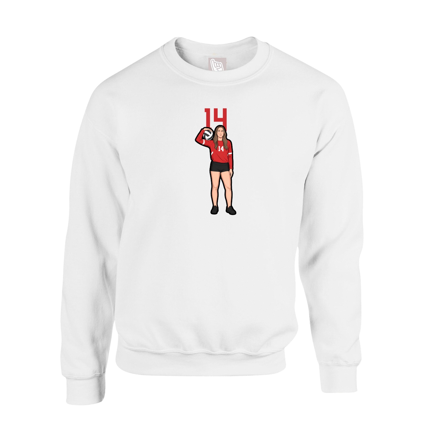 Fleece Crew — Number Top in White