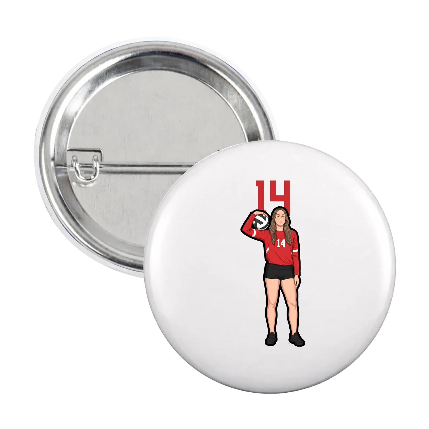 Game Day Button — Number Top in White
